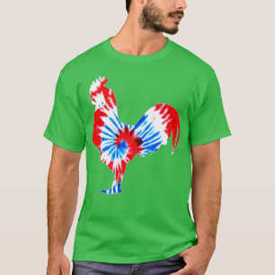 Camiseta Patriotic Rooster 4 de julho Farmer Hippie Tie Dye