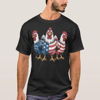 Camiseta Patriotic Rooster American Flag 4 de julho Farmer