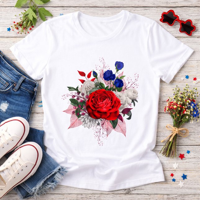 Camiseta Patriotic Rose Bouquet (Criador carregado)