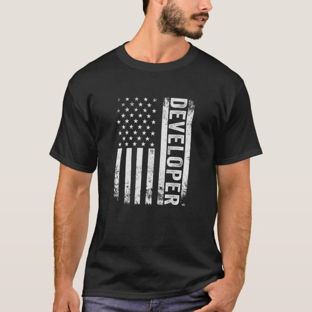 Camiseta Patriotic Software Developer Usa American Flag Pro (Frente)