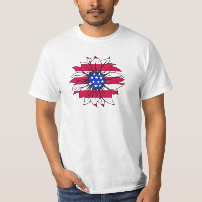 Camiseta Patriotic Sunflower SVG PNG PDF, EUA (Frente)