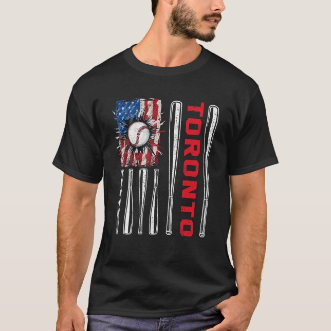 Camiseta Patriotic Toronto Softball US American Flag Baseba (Frente)