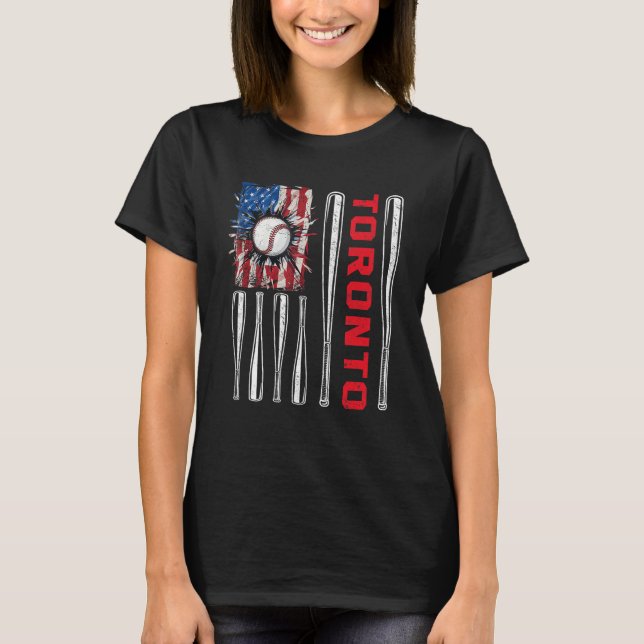 Camiseta Patriotic Toronto Softball US American Flag Baseba (Frente)