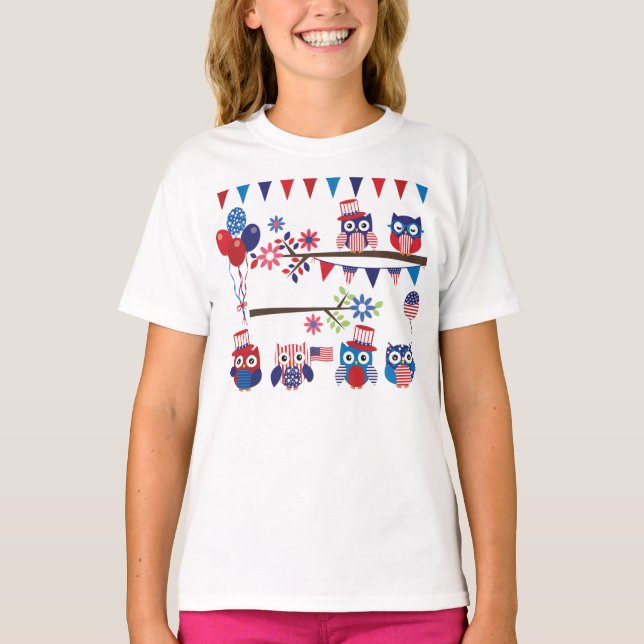 Camiseta Patriotic Wise Owls (Frente)