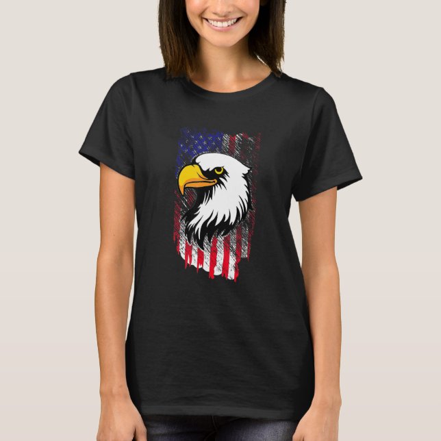 Camiseta Patriótica Águia 4 de julho bandeira americana 2 (Frente)