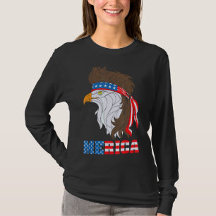 Camiseta Patriótica Águia 4 de julho Bandeira Americana Mer
