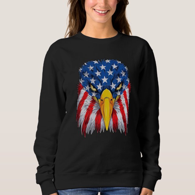 Camiseta Patriótica Águia 4 de julho Bandeira Americana Mer (Frente)
