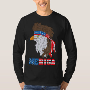 Camiseta Patriótica Águia 4 de julho Bandeira Americana Mer