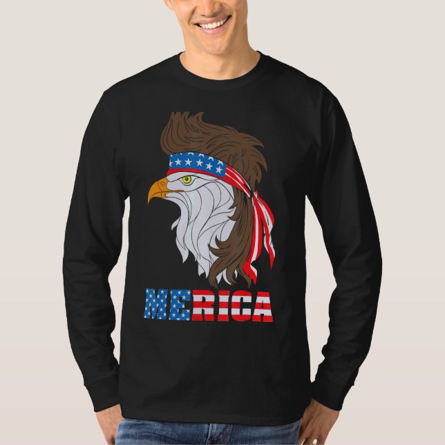 Camiseta Patriótica Águia 4 de julho Bandeira Americana Mer (Frente)