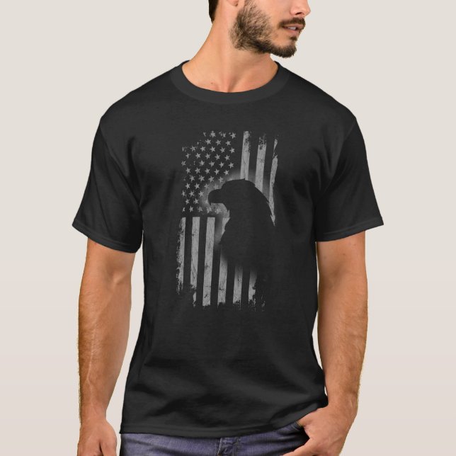 Camiseta Patriótica Águia Americana Bandeira Legal Animais  (Frente)
