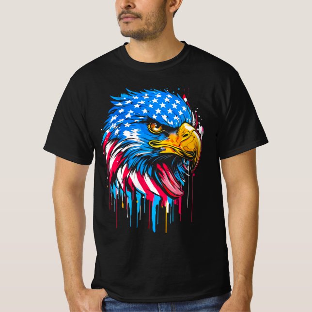 Camiseta Patriótica American Flag Eagle (Frente)