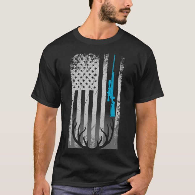 Camiseta Patriótica American Flag Engraçado Caça Amor De (Frente)