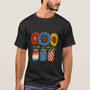 Camiseta Patriótica Americana Bandeira com Girassol 4t