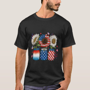 Camiseta Patriótica Americana Bandeira com Girassol 4t