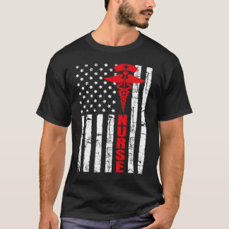 Camiseta Patriótica Americana Flag Registrada Enfermeira 4º