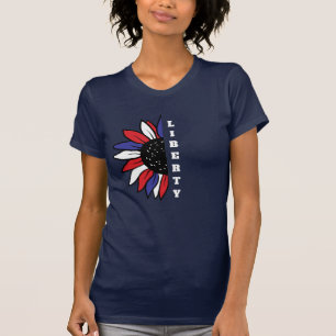 Camiseta Patriótica americana Half Sunflower Liberty