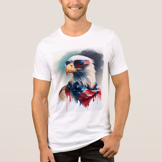 Camiseta Patriótica Bald Eagle 4 De Julho (Frente)