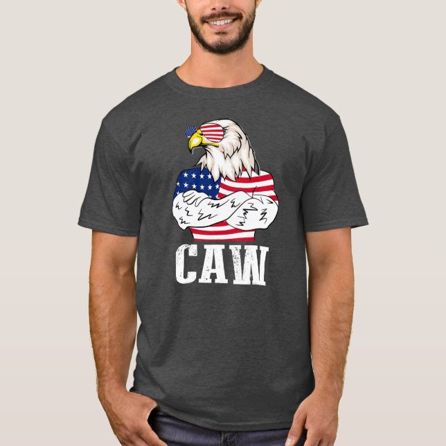 Camiseta Patriótica Bald Eagle Caw 4 de julho americano (Frente)