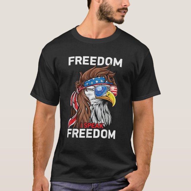 Camiseta Patriótica Bald Eagle Freedom EUA Bandeira America (Frente)