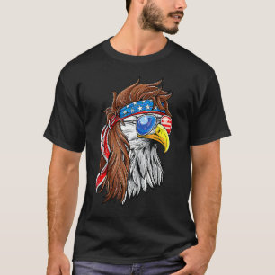 Camiseta Patriótica Bald Eagle Mullet EUA Bandeira American