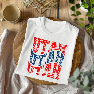 Camiseta Patriótica Boho Vermelha e Azul de Utah