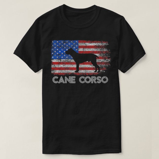 Camiseta Patriótica Cane Corso Americano Bandeira Cane Cors (Frente do Design)
