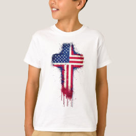 Camiseta "Patriótica Christian American Flag Cross