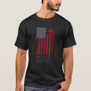 Camiseta Patriótica Christian American Flag One Nação Sob