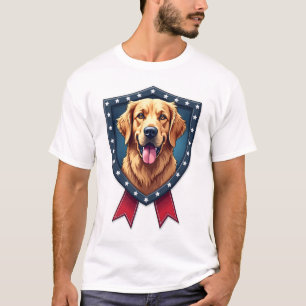 Camiseta Patriótica com Fita de Escudo de Golden R