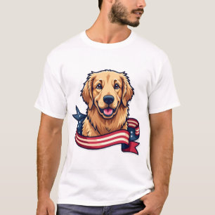 Camiseta Patriótica com Fita Ondulada de Retriever