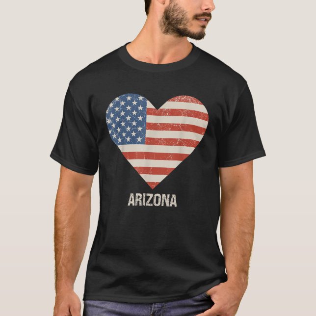 Camiseta Patriótica da Arizona do Coração da Bandeira Ameri (Frente)