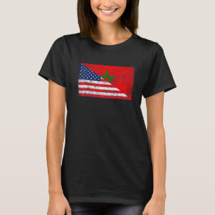 Camiseta Patriótica da Bandeira Americana e de Marrocos