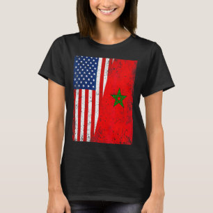 Camiseta Patriótica da Bandeira Americana e de Marrocos