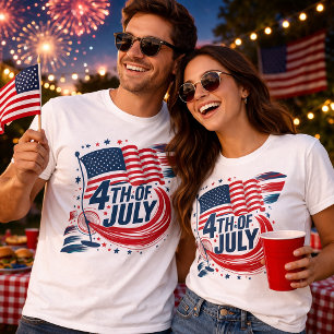 Camiseta Patriótica da Bandeira dos EUA de 4 de Ju