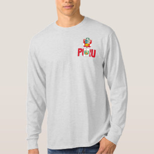 Camiseta Patriótica de bandeira e Casaco de armas do Peru