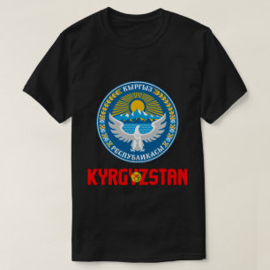 Camiseta Patriótica de Bandeira e Casaco de Armas do Quirgu