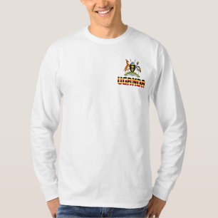 Camiseta Patriótica de bandeira e Casaco de armas do Uganda
