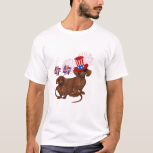 Camiseta Patriótica de Dachshund de 4 de Julho