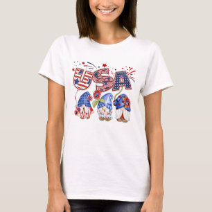 Camiseta Patriótica do Dia 4 de Julho com Gnomos A
