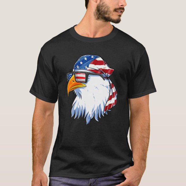 Camiseta Patriótica Eagle Mullet 4 De Julho Americano Fl (Frente)