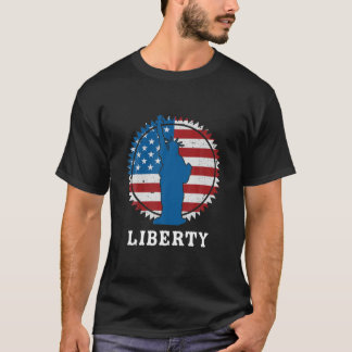 Camiseta Patriótica Estátua Americana Da Bandeira Da Liberd