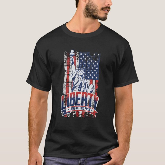 Camiseta Patriótica EUA Bandeira Veterana Liberdade (Frente)