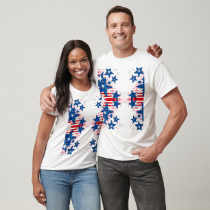 Camiseta Patriótica Explosão de Estrelas