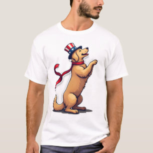 Camiseta Patriótica Golden Retriever Rising Profil