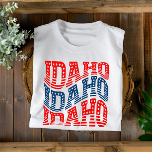 Camiseta Patriótica Idaho Vermelha e Azul Boho