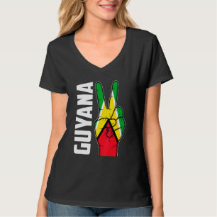Camiseta Patriótica legal da Bandeira da Guiana Dois Dedos