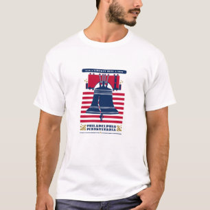 Camiseta Patriótica Liberty Bell Estrelas e Listra