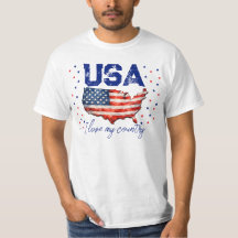 Camiseta Patriótica Mapa Antigo dos EUA - Eu Amo M
