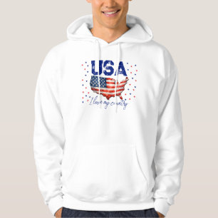 Camiseta Patriótica Mapa Antigo dos EUA - Eu Amo M