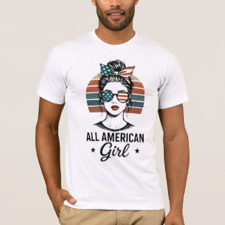 Camiseta Patriótica Menina Totalmente Americana